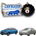 CarBlazer semi automatic portable full body waterproof car cover designed for modern sedans with dust proof, UV rays of Sun safe and tear resistant outdoor protection for Skoda Slavia all car models.