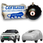 CarBlazer semi automatic portable car cover offering reliable weather protection for compact SUV rays of Suns with secure elastic fitting and full body coverage water, Dust & Wind resistant car coverfor Tata Nexon EV all car models.
