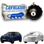 CarBlazer semi automatic portable car cover offering reliable weather protection for compact SUV rays of Suns with secure elastic fitting and full body coverage water, Dust & Wind resistant car coverfor Tata Nexon all car models.