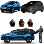 CarBlazer semi automatic portable car cover offering reliable weather protection for compact SUV rays of Suns with secure elastic fitting and full body coverage water, Dust & Wind resistant car coverfor Tata Nexon all car models.