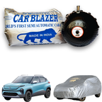 CarBlazer semi automatic portable car cover providing dependable full body protection for compact SUV rays of Suns during long term outdoor parking and vehicle storage for Tata Punch EV all car models.