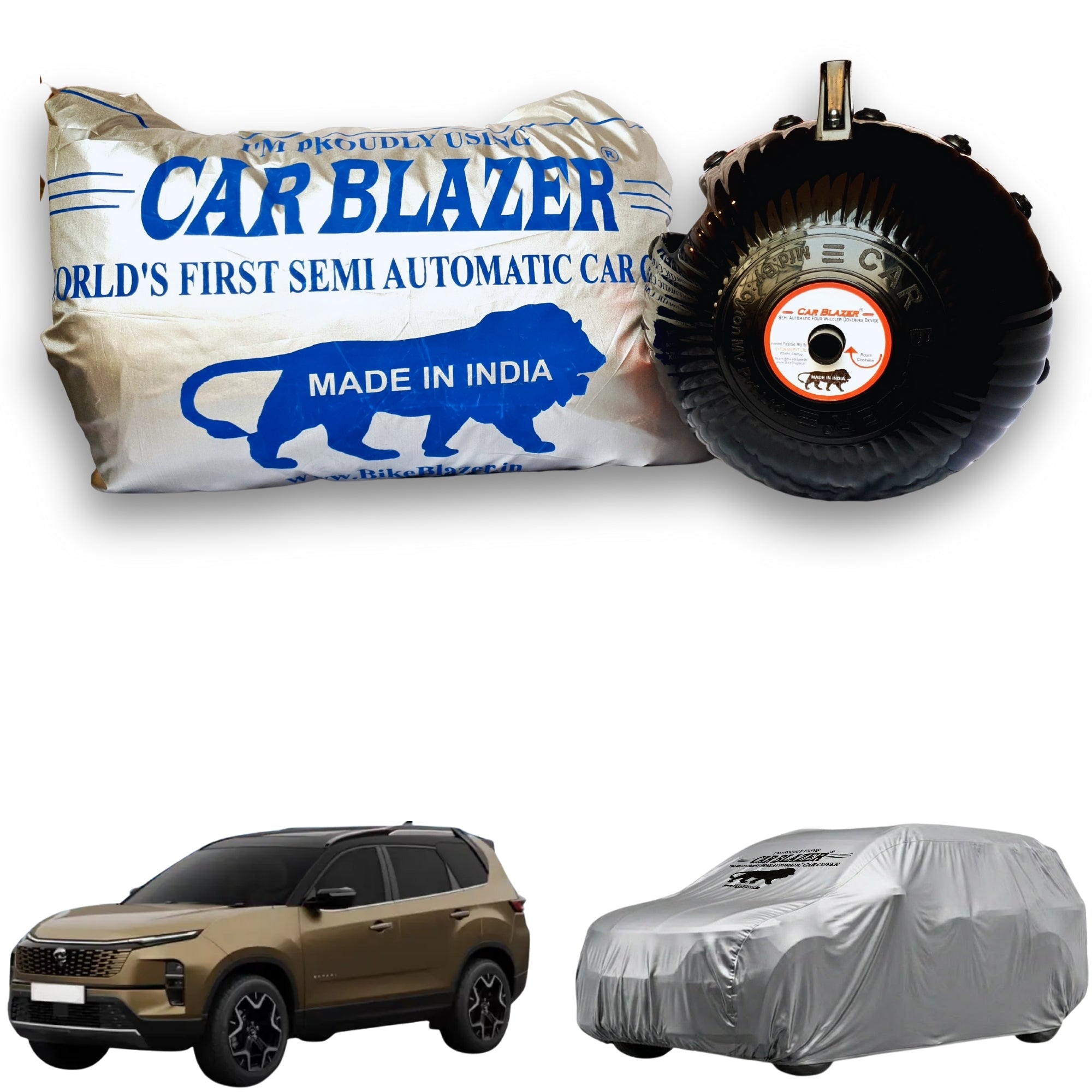 CarBlazer portable full body car cover providing dependable protection for mid-size SUV rays of Suns during family travel, outdoor parking and everyday use. Soft Scratproof, water, Dust & Wind resistant car coverfor Tata Sierra New all car models.