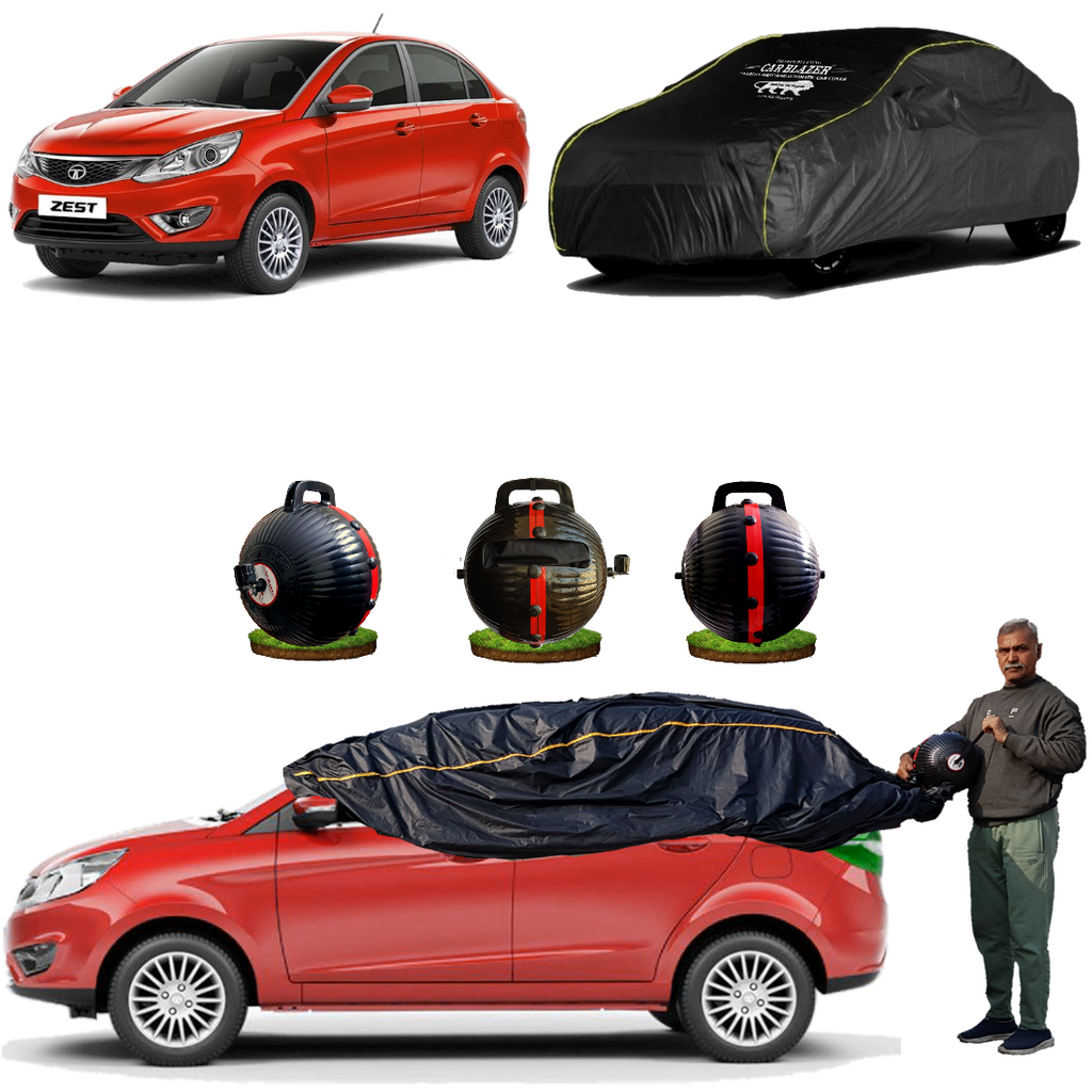 CarBlazer full body waterproof car cover helping protect modern sedans from dust accumulation, rainwater and prolonged sunlight exposure water, Dust & Wind resistant car coverfor Tata Zest all car models.