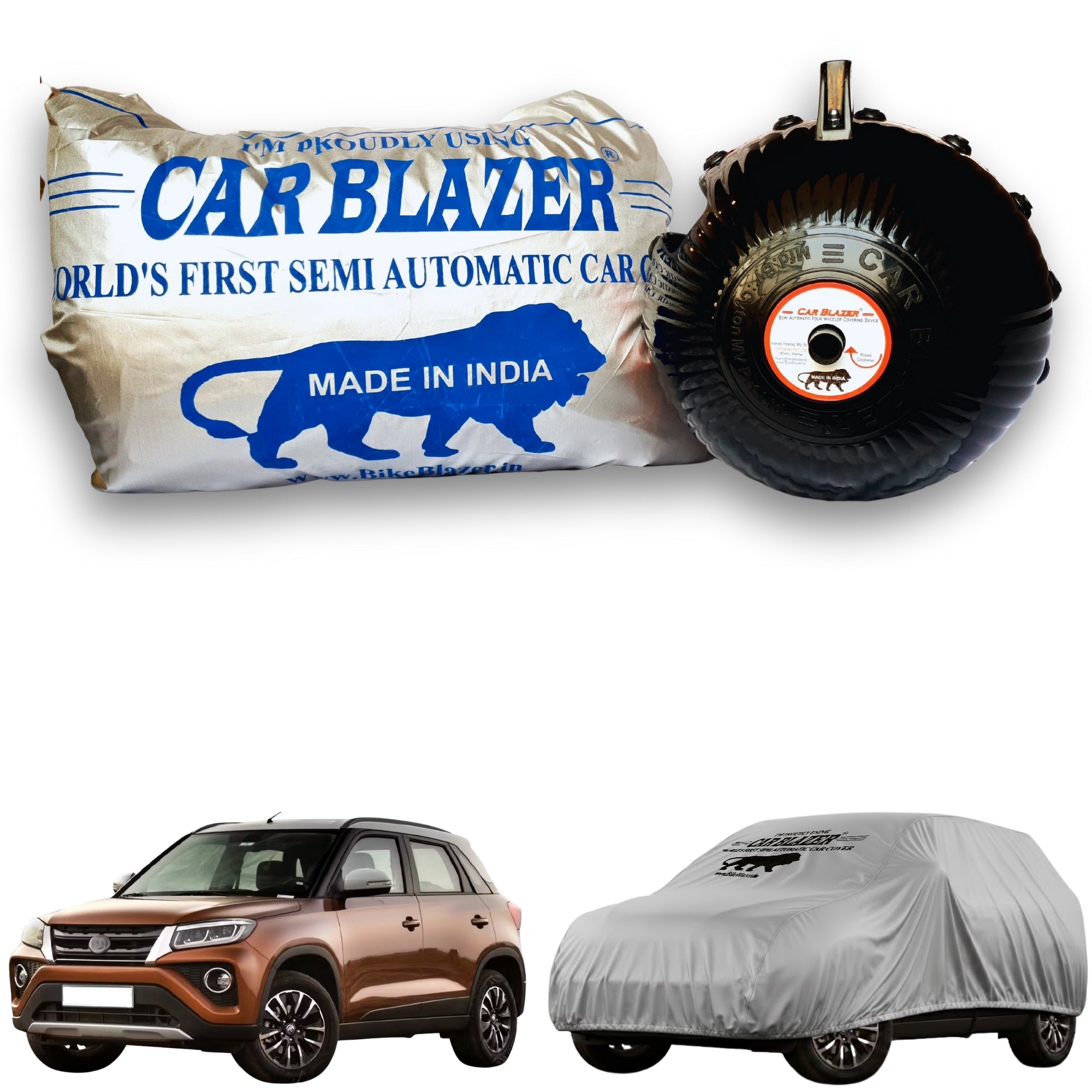 CarBlazer full body waterproof car cover helping protect compact SUV rays of Suns from dust accumulation, rainwater, bird droppings and prolonged sunlight exposure water, Dust & Wind resistant car coverfor  all car models.for Toyota Urban Cruiser all car models.