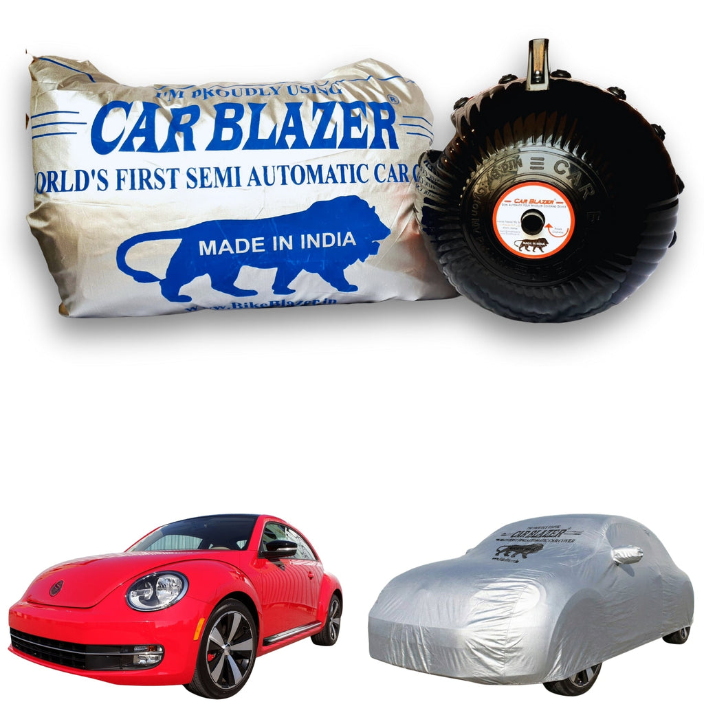 CarBlazer semi automatic portable full body waterproof car cover designed for premium hatchbacks with dust proof,  Sun heat, tear resistant protection & Scratproof Cover for Volkswagen Beetle all car models.