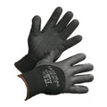 Rider wearing heavy duty motorcycle riding gloves while holding bike handlebar