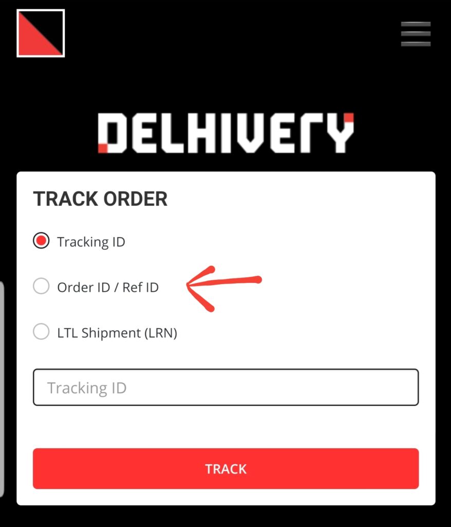 1st Image Delhivery Tracking Click on Order ID