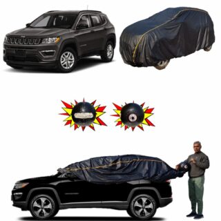 CARBLAZER Portable & Semi-Automatic Full Body Car Covers, Heavy Duty Device, 100% Dust & WATER PROOF, Anti-Theft & Scratch Proof Covers, custom fit for Jeep Compass