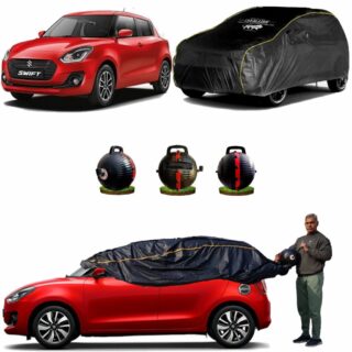 CARBLAZER Portable & Semi-Automatic Full Body Car Covers, Heavy Duty Device, 100% Dust & WATER PROOF, Anti-Theft & Scratch Proof Covers, custom fit for Maruti Suzuki Swift new