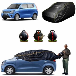 CARBLAZER Portable & Semi-Automatic Full Body Car Covers, Heavy Duty Device, 100% Dust & WATER PROOF, Anti-Theft & Scratch Proof Covers, custom fit for Maruti Suzuki Wagon R old model