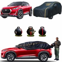 CARBLAZER Portable & Semi-Automatic Full Body Car Covers, Heavy Duty Device, 100% Dust & WATER PROOF, Anti-Theft & Scratch Proof Covers, custom fit for Nissan Magnite