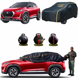 CARBLAZER Portable & Semi-Automatic Full Body Car Covers, Heavy Duty Device, 100% Dust & WATER PROOF, Anti-Theft & Scratch Proof Covers, custom fit for Nissan Magnite