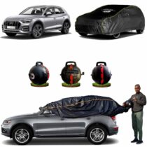 CARBLAZER Portable & Semi-Automatic Full Body Car Covers, Heavy Duty Device, 100% Dust & WATER PROOF, Anti-Theft & Scratch Proof Covers, custom fit for Audi Q5