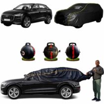 CARBLAZER Portable & Semi-Automatic Full Body Car Covers, Heavy Duty Device, 100% Dust & WATER PROOF, Anti-Theft & Scratch Proof Covers, custom fit for Audi Q8
