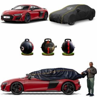 CARBLAZER Portable & Semi-Automatic Full Body Car Covers, Heavy Duty Device, 100% Dust & WATER PROOF, Anti-Theft & Scratch Proof Covers, custom fit for Audi R8