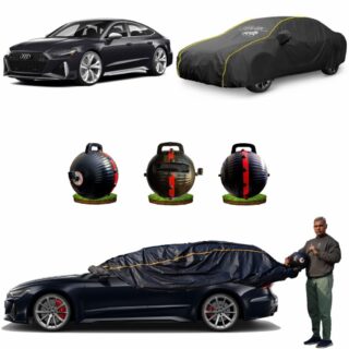 CARBLAZER Portable & Semi-Automatic Full Body Car Covers - Heavy Duty Device | 100% Dust & WATER PROOF | UV Safe | Anti-Theft & Scratch Proof Covers, custom fit for Audi RS7