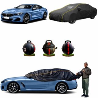 CARBLAZER Portable & Semi-Automatic Full Body Car Covers, Heavy Duty Device, 100% Dust & WATER PROOF, Anti-Theft & Scratch Proof Covers, custom fit for BMW 8