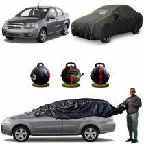 CARBLAZER Portable & Semi-Automatic Full Body Car Covers, Heavy Duty Device, 100% Dust & WATER PROOF, Anti-Theft & Scratch Proof Covers, custom fit for Chevrolet Aveo