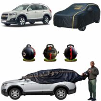 CARBLAZER Portable & Semi-Automatic Full Body Car Covers, Heavy Duty Device, 100% Dust & WATER PROOF, Anti-Theft & Scratch Proof Covers, custom fit for Chevrolet Captiva
