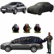 CARBLAZER Portable & Semi-Automatic Full Body Car Covers, Heavy Duty Device, 100% Dust & WATER PROOF, Anti-Theft & Scratch Proof Covers, custom fit for Fiat Linea