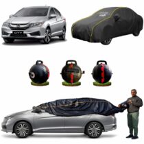CARBLAZER Portable & Semi-Automatic Full Body Car Covers, Heavy Duty Device, 100% Dust & WATER PROOF, Anti-Theft & Scratch Proof Covers, custom fit for Honda City old