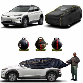 CARBLAZER Portable & Semi-Automatic Full Body Car Covers, Heavy Duty Device, 100% Dust & WATER PROOF, Anti-Theft & Scratch Proof Covers, custom fit for Hyundai Kona