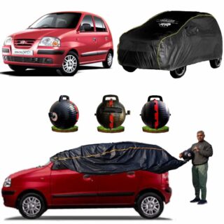 CARBLAZER Portable & Semi-Automatic Full Body Car Covers, Heavy Duty Device, 100% Dust & WATER PROOF, Anti-Theft & Scratch Proof Covers, custom fit for Hyundai Santro Xing