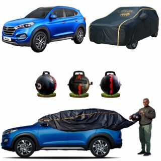 CARBLAZER Portable & Semi-Automatic Full Body Car Covers, Heavy Duty Device, 100% Dust & WATER PROOF, Anti-Theft & Scratch Proof Covers, custom fit for Hyundai Tucson