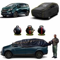 CARBLAZER Portable & Semi-Automatic Full Body Car Covers, Heavy Duty Device, 100% Dust & WATER PROOF, Anti-Theft & Scratch Proof Covers, custom fit for Mahindra Marazzo