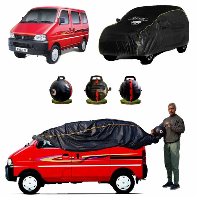 CARBLAZER Portable & Semi-Automatic Full Body Car Covers, Heavy Duty Device, 100% Dust & WATER PROOF, Anti-Theft & Scratch Proof Covers, custom fit for Maruti Suzuki Eeco