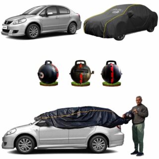 CARBLAZER Portable & Semi-Automatic Full Body Car Covers, Heavy Duty Device, 100% Dust & WATER PROOF, Anti-Theft & Scratch Proof Covers, custom fit for Maruti Suzuki SX4