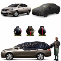 CARBLAZER Portable & Semi-Automatic Full Body Car Covers, Heavy Duty Device, 100% Dust & WATER PROOF, Anti-Theft & Scratch Proof Covers, custom fit for Nissan Sunny