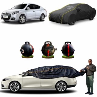 CARBLAZER Portable & Semi-Automatic Full Body Car Covers, Heavy Duty Device, 100% Dust & WATER PROOF, Anti-Theft & Scratch Proof Covers, custom fit for Renault Scala