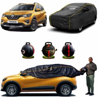 CARBLAZER Portable & Semi-Automatic Full Body Car Covers, Heavy Duty Device, 100% Dust & WATER PROOF, Anti-Theft & Scratch Proof Covers, custom fit for Renault Triber