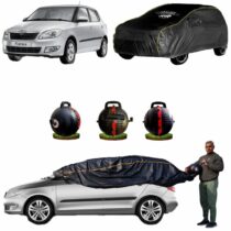 CARBLAZER Portable & Semi-Automatic Full Body Car Covers, Heavy Duty Device, 100% Dust & WATER PROOF, Anti-Theft & Scratch Proof Covers, custom fit for Skoda Fabia