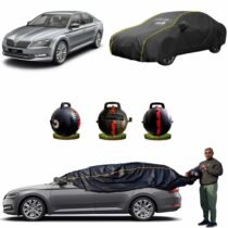 CARBLAZER Portable & Semi-Automatic Full Body Car Covers, Heavy Duty Device, 100% Dust & WATER PROOF, Anti-Theft & Scratch Proof Covers, custom fit for Skoda Superb