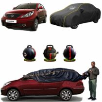 CARBLAZER Portable & Semi-Automatic Full Body Car Covers, Heavy Duty Device, 100% Dust & WATER PROOF, Anti-Theft & Scratch Proof Covers, custom fit for Tata Manza