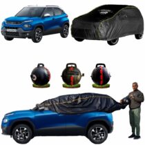 CARBLAZER Portable & Semi-Automatic Full Body Car Covers, Heavy Duty Device, 100% Dust & WATER PROOF, Anti-Theft & Scratch Proof Covers, custom fit for Tata Punch