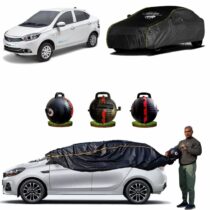 CARBLAZER Portable & Semi-Automatic Full Body Car Covers, Heavy Duty Device, 100% Dust & WATER PROOF, Anti-Theft & Scratch Proof Covers, custom fit for Tata Tigor EV