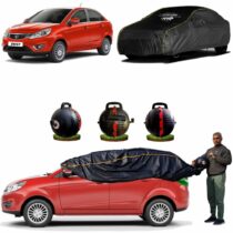 CARBLAZER Portable & Semi-Automatic Full Body Car Covers, Heavy Duty Device, 100% Dust & WATER PROOF, Anti-Theft & Scratch Proof Covers, custom fit for Tata Zest