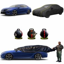 CARBLAZER Portable & Semi-Automatic Full Body Car Covers, Heavy Duty Device, 100% Dust & WATER PROOF, Anti-Theft & Scratch Proof Covers, custom fit for Toyota Camry
