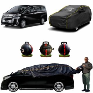 CARBLAZER Portable & Semi-Automatic Full Body Car Covers, Heavy Duty Device, 100% Dust & WATER PROOF, Anti-Theft & Scratch Proof Covers, custom fit for Toyota VellFire