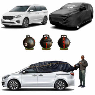 CARBLAZER Portable & Semi-Automatic Full Body Car Covers, Heavy Duty Device, 100% Dust & WATER PROOF, Anti-Theft & Scratch Proof Covers, custom fit for KIA CARNIVAL