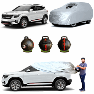 CARBLAZER Portable & Semi-Automatic Full Body Car Covers, Heavy Duty Device, 100% Dust & WATER PROOF, Anti-Theft & Scratch Proof Covers, custom fit for Kia SELTOS