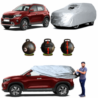 CARBLAZER Portable & Semi-Automatic Full Body Car Covers, Heavy Duty Device, 100% Dust & WATER PROOF, Anti-Theft & Scratch Proof Covers, custom fit for KIA SONET