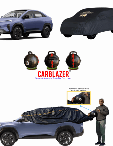 CARBLAZER Portable & Semi-Automatic Full Body Car Covers, Heavy Duty Device, 100% Dust & WATER PROOF, Anti-Theft & Scratch Proof Covers, custom fit for Tata Curvv EV
