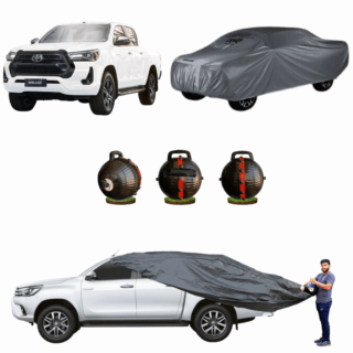 CARBLAZER Portable & Semi-Automatic Full Body Car Covers, Heavy Duty Device, 100% Dust & WATER PROOF, Anti-Theft & Scratch Proof Covers, custom fit for Toyota Hilux